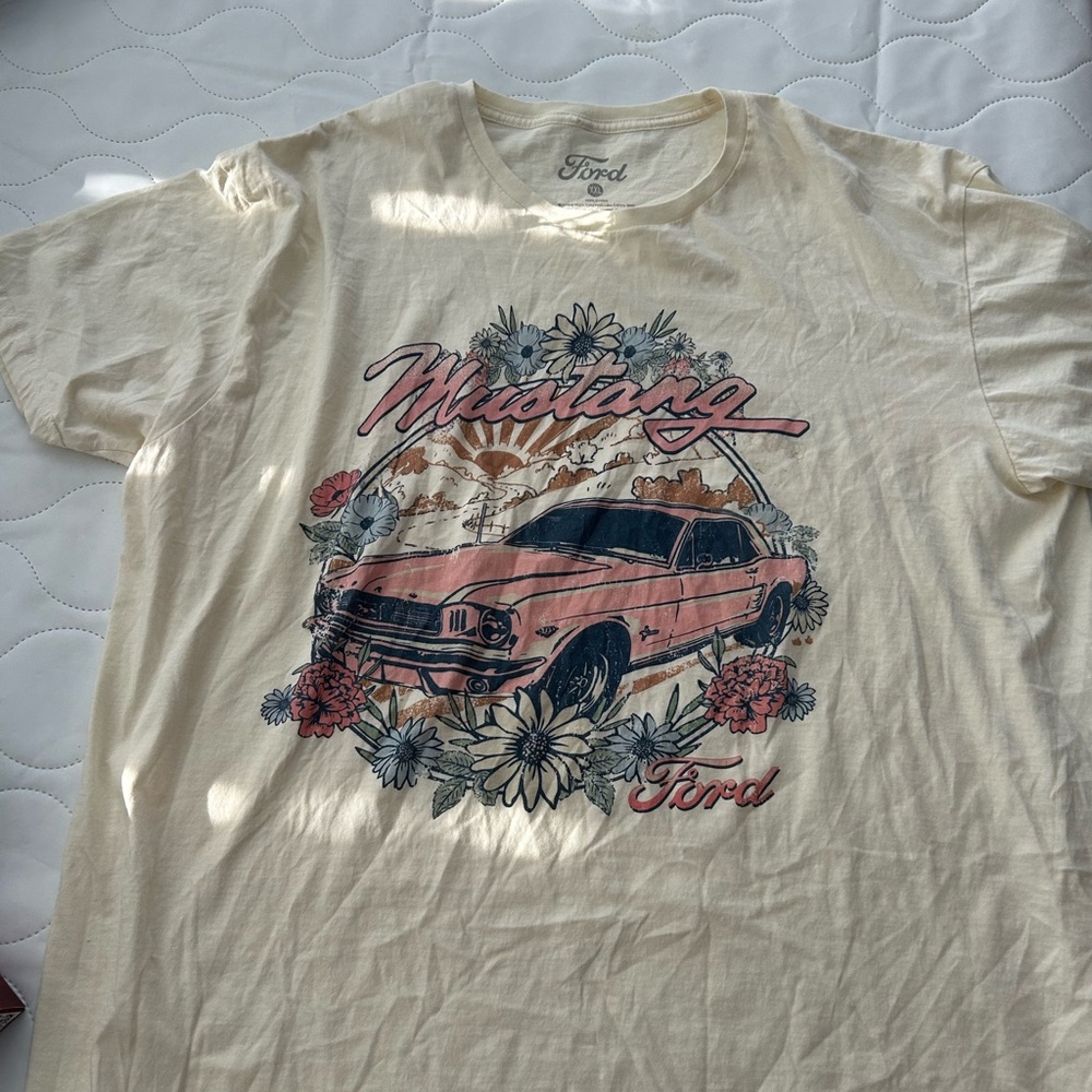 Ford Cream Mustang Graphic Tee